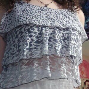Womens Small Animal Print Grey & White Sleeveless